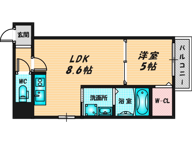ゆったりくつろげる単身さん向けの間取り。 