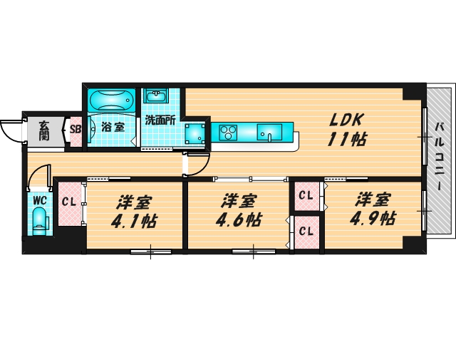 新婚さんにピッタリ。使いやすいゆったりとした間取り。 