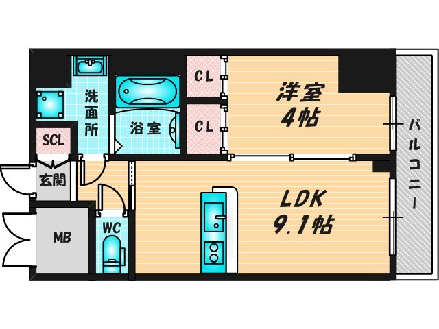 ゆったりくつろげる単身さん向けの間取り。 