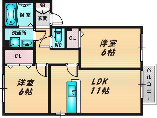 新婚さんにピッタリ。使いやすいゆったりとした間取り。 