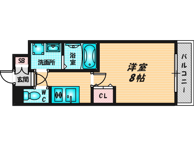 シンプルな単身さん向きのマンションです。 