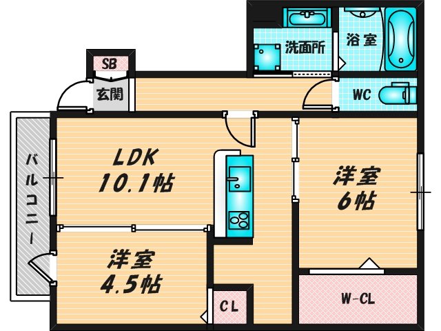 新婚さんにピッタリ。使いやすいゆったりとした間取り。  