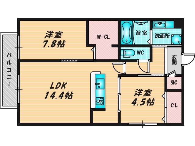新婚さんにピッタリ。使いやすいゆったりとした間取り。 