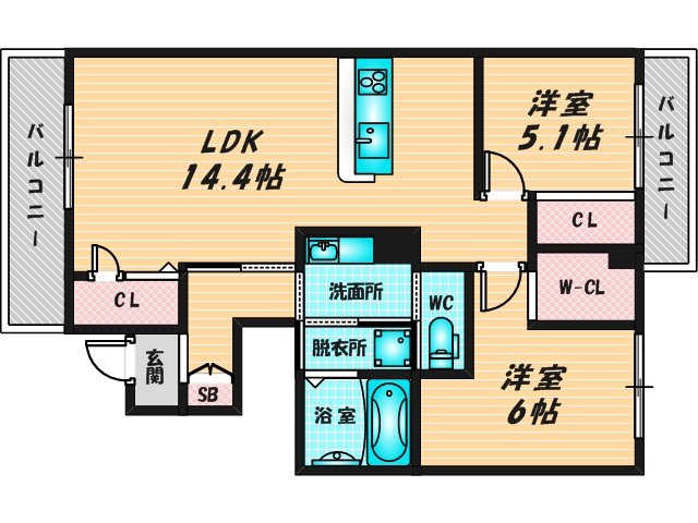 新婚さんにピッタリ。使いやすいゆったりとした間取り。 