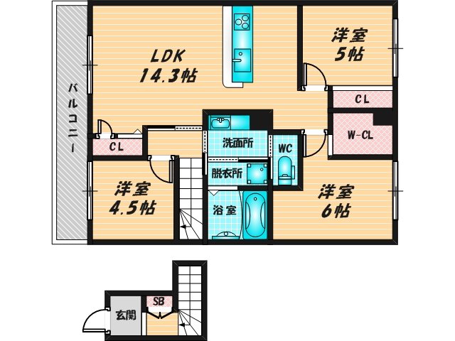 新婚さんにピッタリ。使いやすいゆったりとした間取り。 