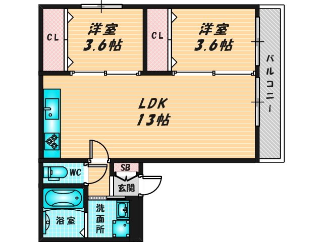 新婚さんにピッタリ。使いやすいゆったりとした間取り。 