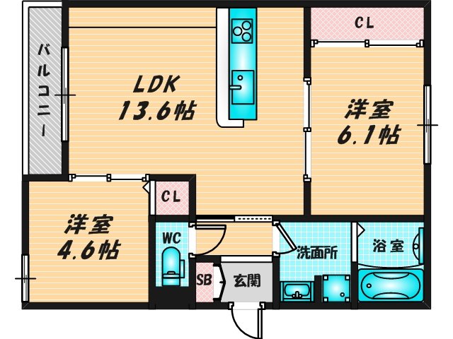  新婚さんにピッタリ。使いやすいゆったりとした間取り。 