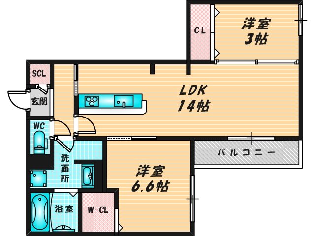 ゆったりくつろげる単身さん向けの間取り。 
