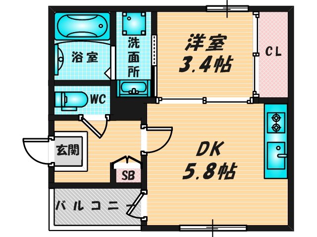 ゆったりくつろげる単身さん向けの間取り。 