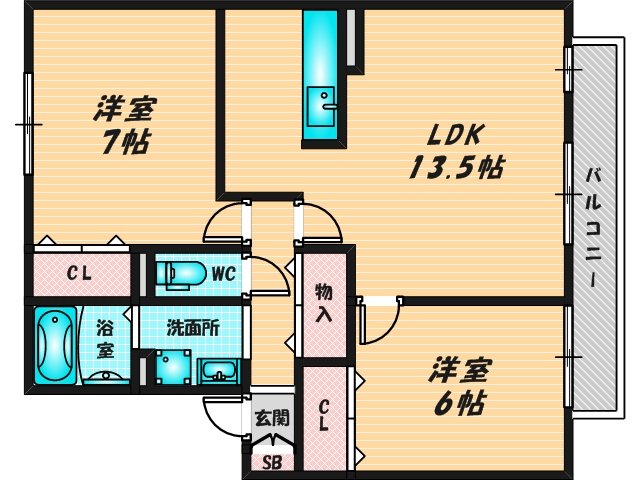 新婚さんにピッタリ。使いやすいゆったりとした間取り。  