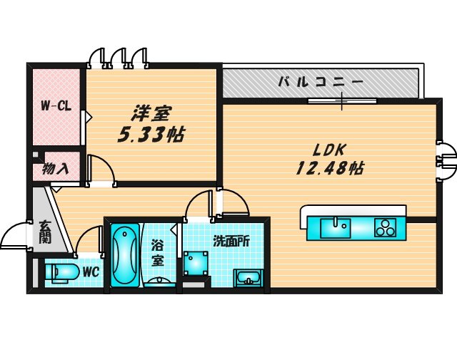 バス・トイレがセパレート、収納がある住みやすい間取りです。 