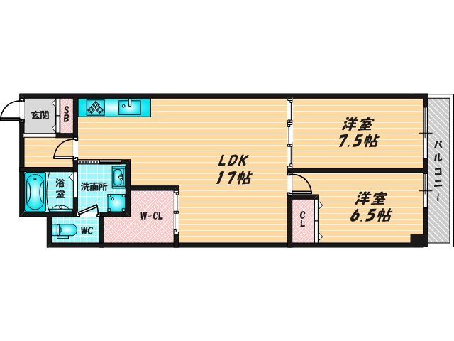 広いリビングが特徴のお部屋です。 