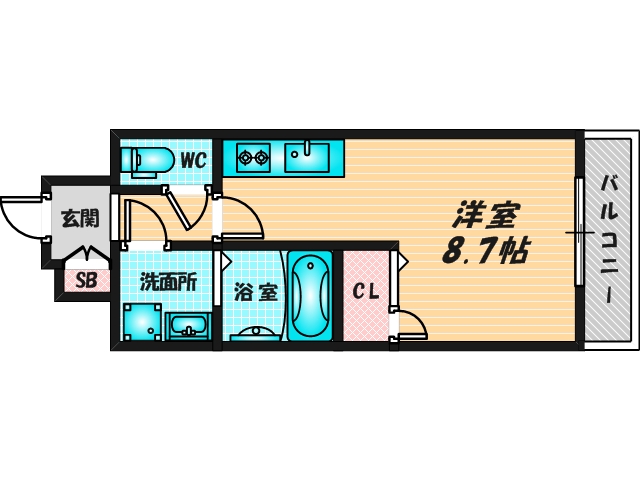 ゆったりくつろげる単身さん向けの間取り。 