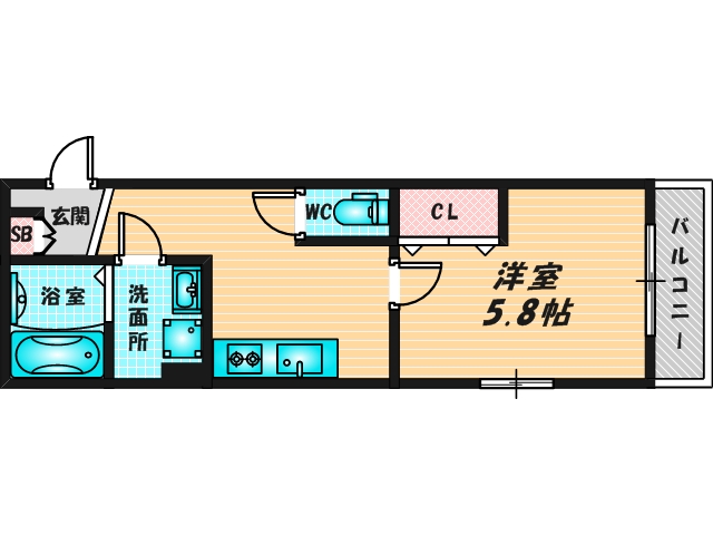ゆったりくつろげる単身さん向けの間取り。 
