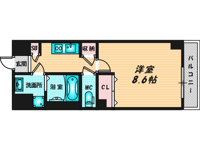 ゆったりくつろげる単身さん向けの間取り。 