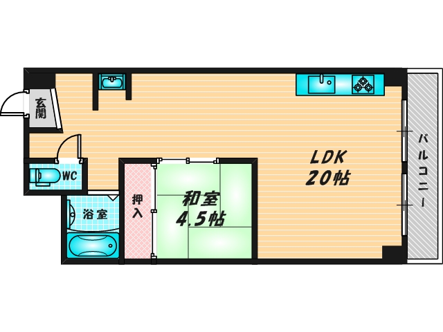 広いリビングが特徴のお部屋です。