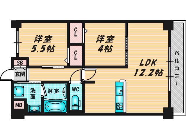 広いリビングが特徴のお部屋です。 