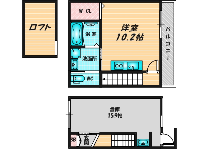 電動シャッター付きで駐車も可能な物件です。