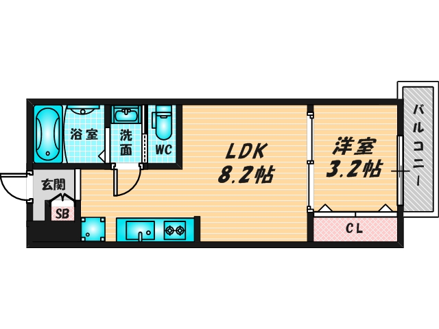 ゆったりくつろげる単身さん向けの間取り。 