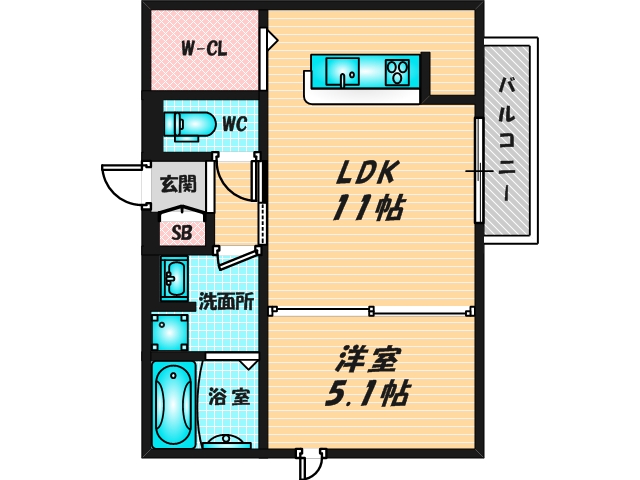 ゆったりくつろげる単身さん向けの間取り。