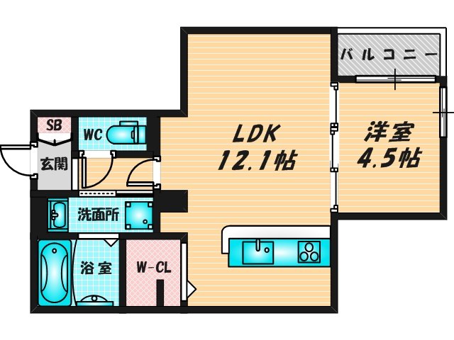 ゆったりくつろげる単身さん向けの間取り。