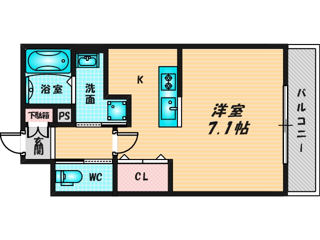 バス・トイレがセパレート、収納がある住みやすい間取りです。 