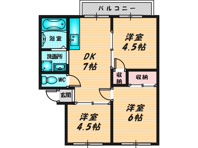 新婚さんにピッタリ。使いやすいゆったりとした間取り。 
