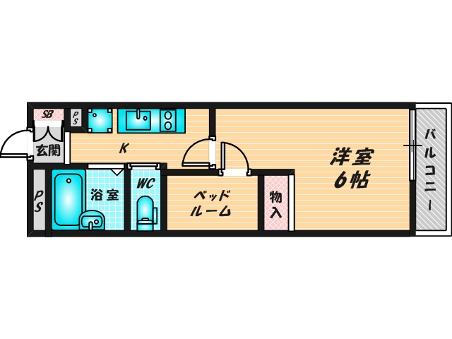 バス・トイレがセパレート、収納がある住みやすい間取りです。 