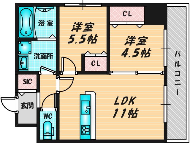 新婚さんにピッタリ。使いやすいゆったりとした間取り。 