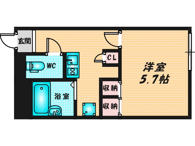 バス・トイレがセパレート、収納がある住みやすい間取りです。 