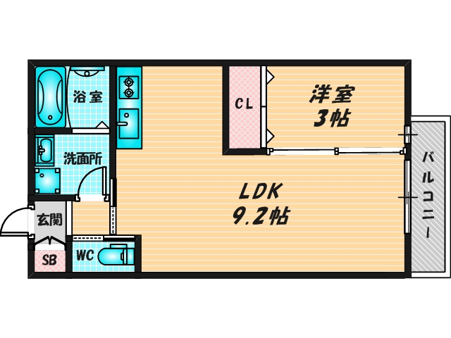 ゆったりくつろげる単身さん向けの間取り。 