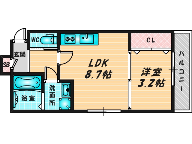 ゆったりくつろげる単身さん向けの間取り。 