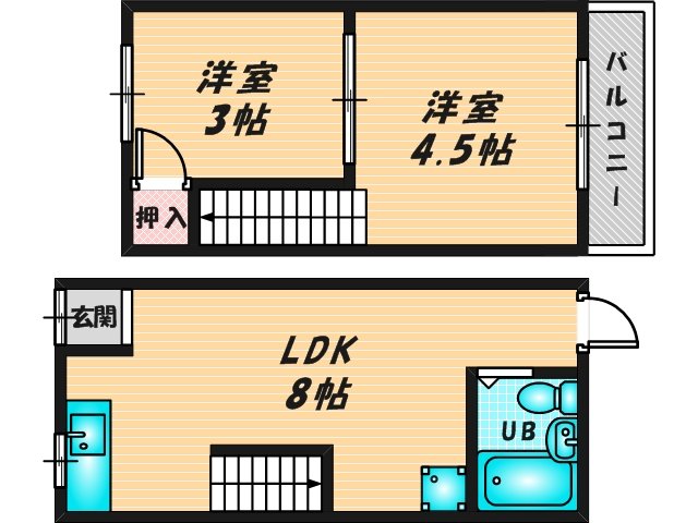 広いリビングが特徴のお部屋です。