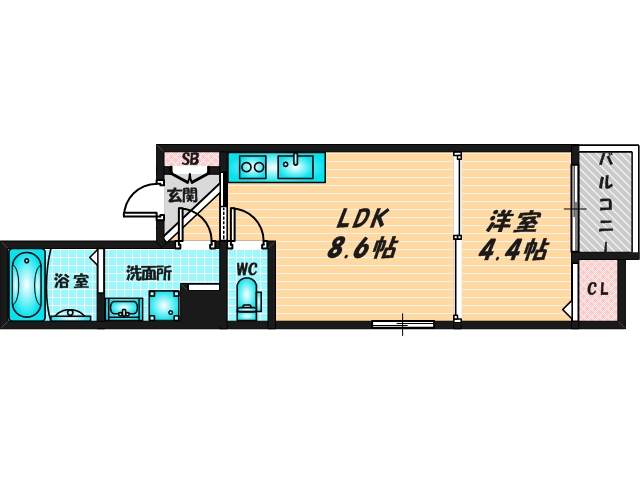 ゆったりくつろげる単身さん向けの間取り。 