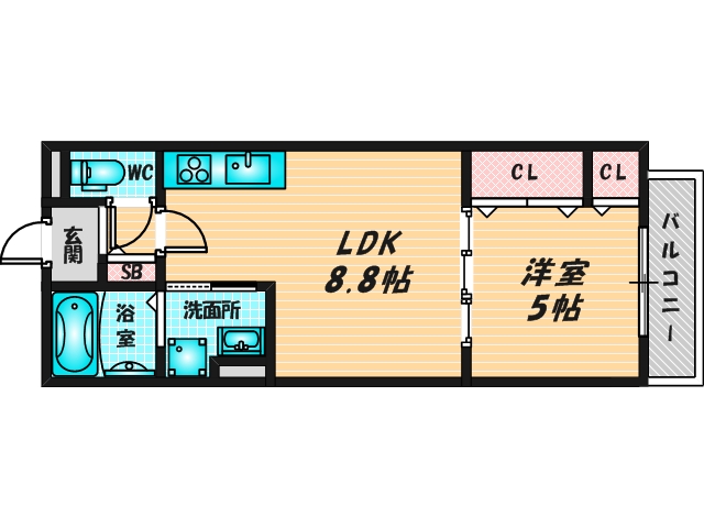 ゆったりくつろげる単身さん向けの間取り。 