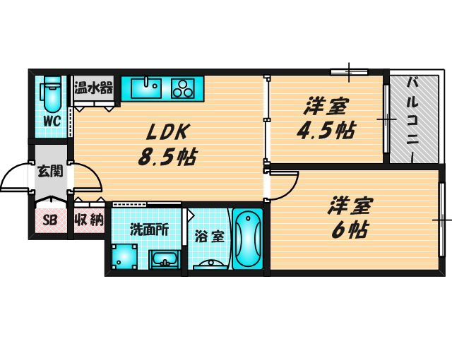 新婚さんにピッタリ。使いやすいゆったりとした間取り。 