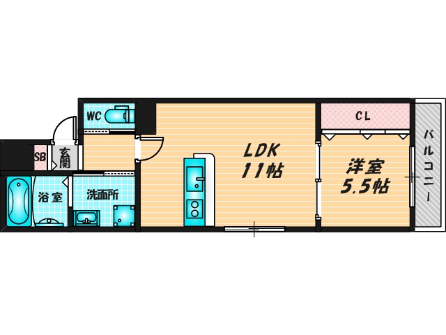 ゆったりくつろげる単身さん向けの間取り。 