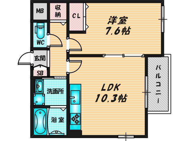ゆったりくつろげる単身さん向けの間取り。 