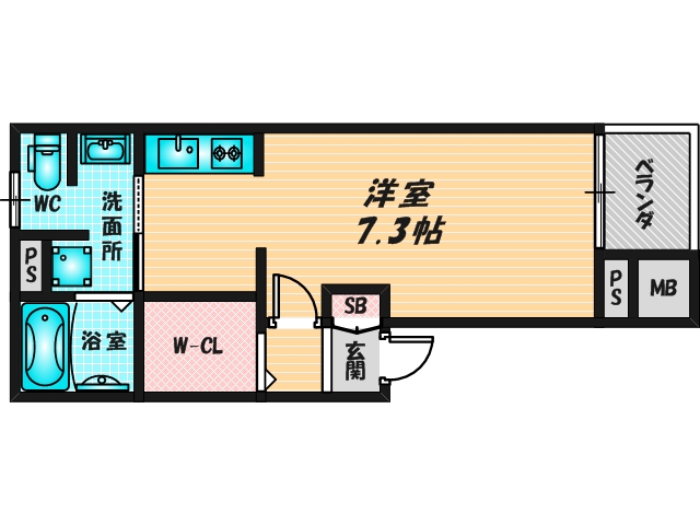 ゆったりくつろげる単身さん向けの間取り。 