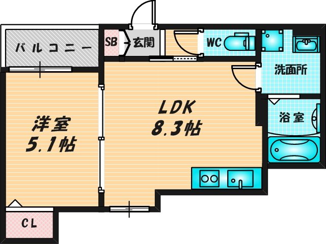 バス・トイレがセパレート、収納がある住みやすい間取りです。