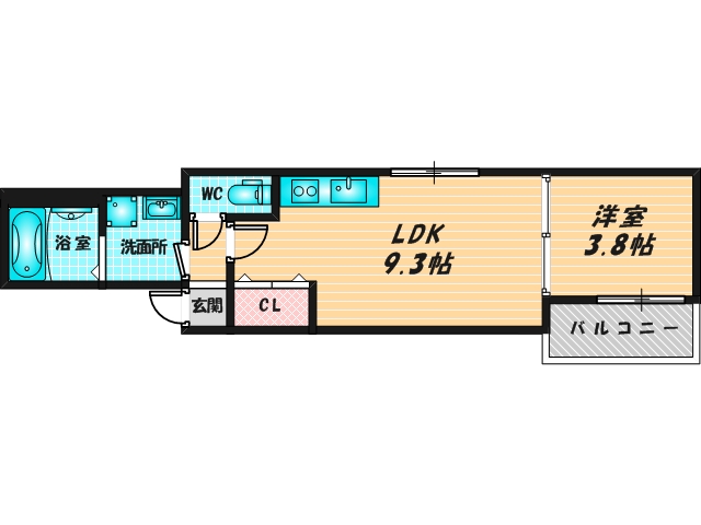 ゆったりくつろげる単身さん向けの間取り。