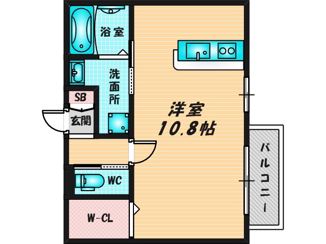 ゆったりくつろげる単身さん向けの間取り。 