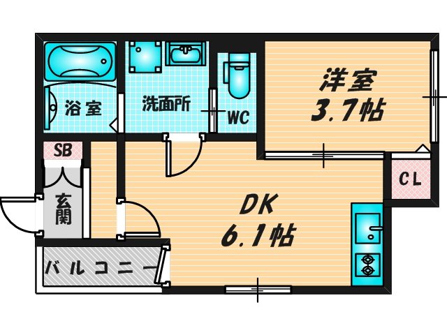 バス・トイレがセパレート、収納がある住みやすい間取りです。 