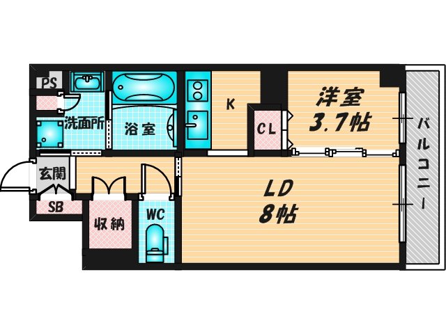 ゆったりくつろげる単身さん向けの間取り。 
