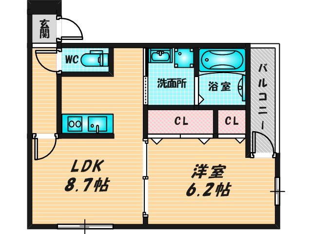 ゆったりくつろげる単身さん向けの間取り。 