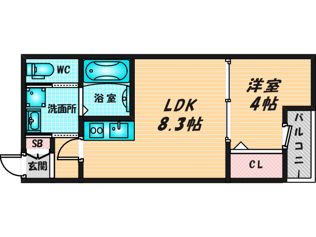 ゆったりくつろげる単身さん向けの間取り。 