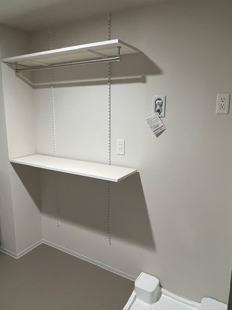 嬉しい室内洗濯機置場。これで洗濯機も長持ちしますね。 