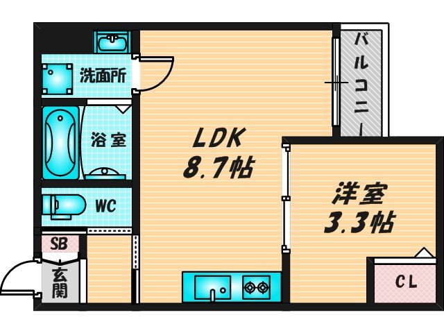 ゆったりくつろげる単身さん向けの間取り。 