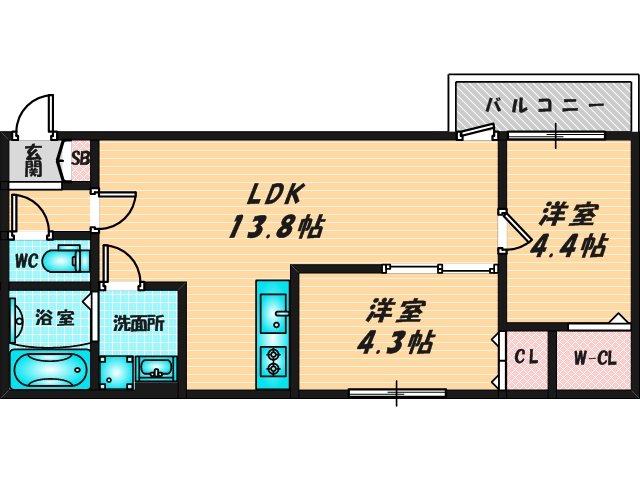 新婚さんにピッタリ。使いやすいゆったりとした間取り。 