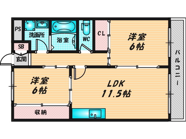 新婚さんにピッタリ。使いやすいゆったりとした間取り。 